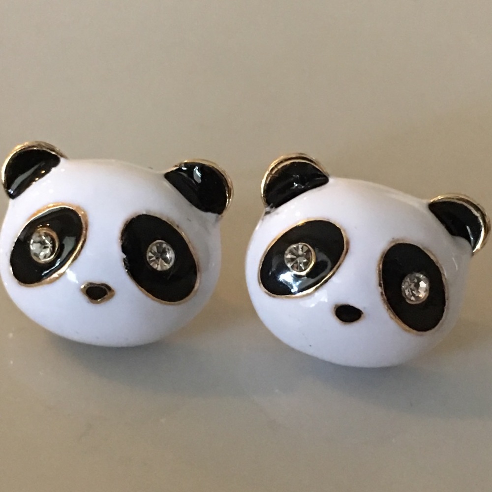Panda enamel earrings
